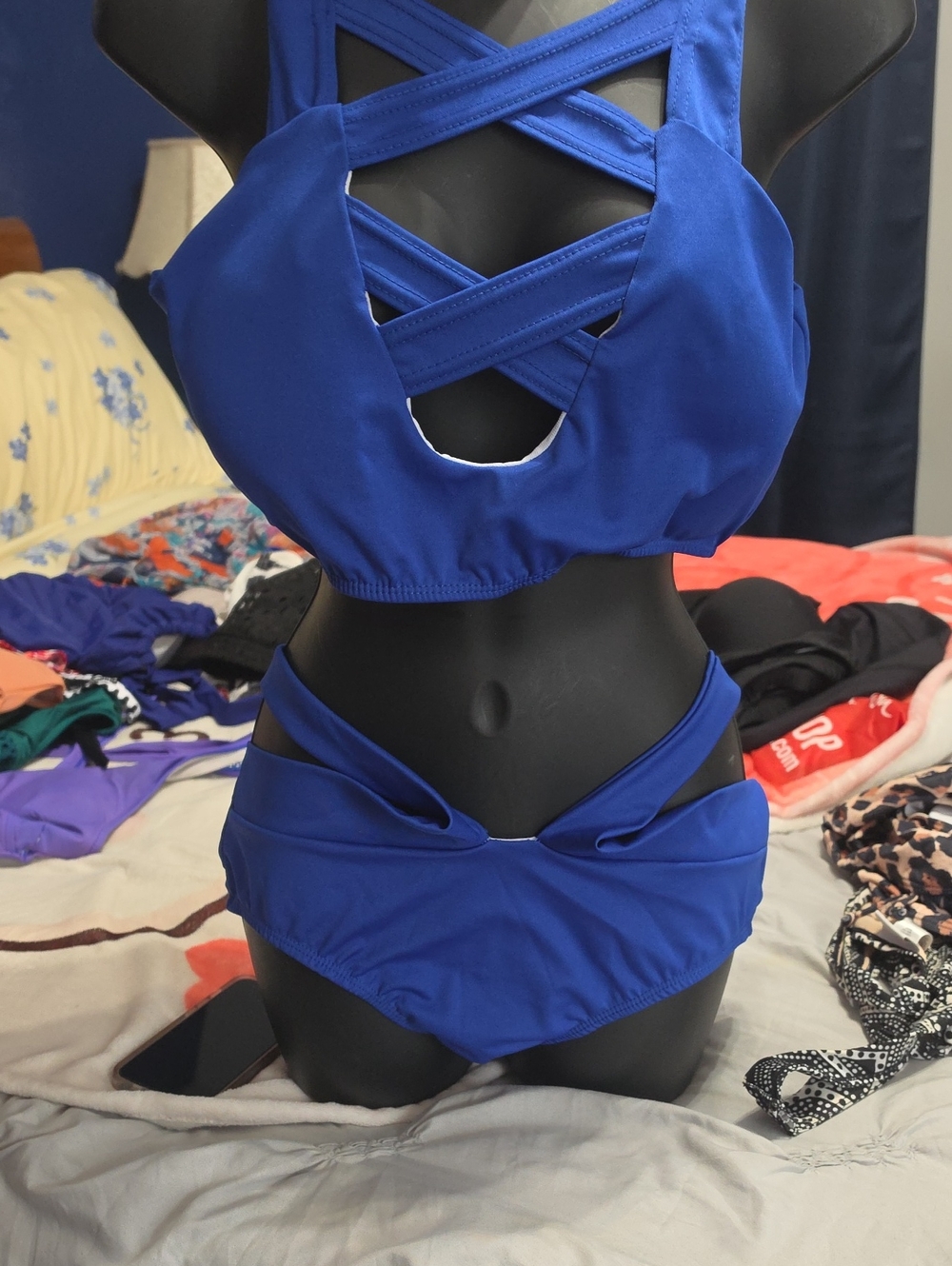 Source Unknown Royal Blue Crisscross Bikini Set